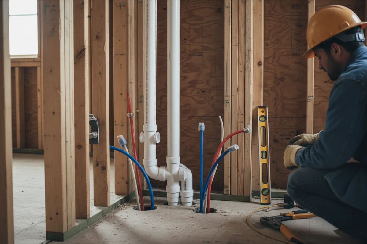 Drain and supply rough-in during Garbage Disposal Repair in Pomona Park